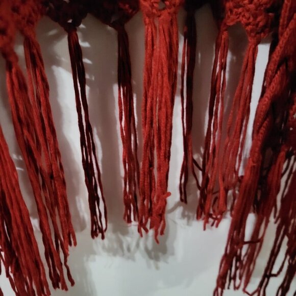 UMGEE RED CROCHET KNIT FRINGE CARDIGAN SZ M - Picture 5 of 7